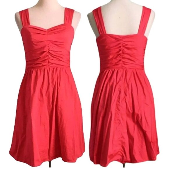 EXPRESS Women's Sweetheart Neckline Ruched Bodice Hot Pink Mini Dress Size 12 - Picture 2 of 13
